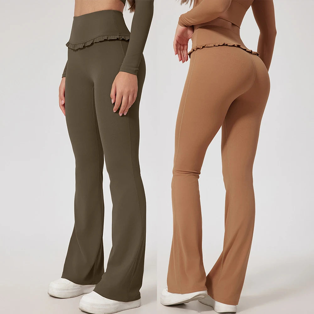 Fitness Flared Leggings High Waist Yoga Pants Gym Workout Sports Bell bottom Trousers Female Latin Dance Fitness Flare Pants